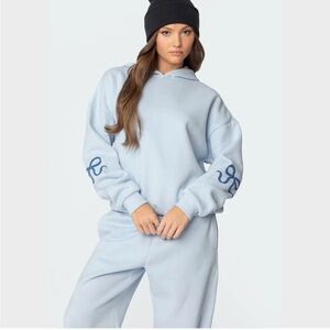 Edikted Light Blue Hoodie and Sweatpants Set